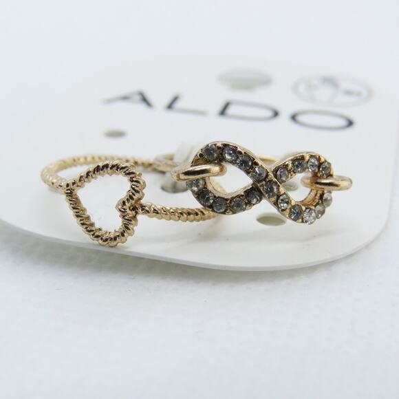 Aldo Gold Rings - Infinity and Heart Stackable Minimalist Cute Rings - Picture 4 of 5